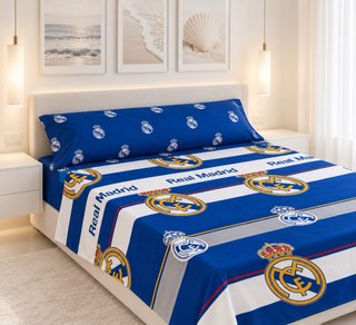 Sábanas Coralina Real Madrid Cama Matrimonio 150cm