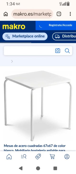 Mesa Cuadrada de Metal Blanca