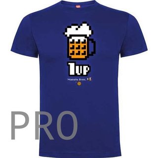 Camiseta 1UP Cerveza (Azul, Roja) - Talla: S, Color: Rojo
