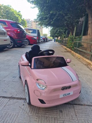 Coche Eléctrico Infantil Fiat 500 Rosa
