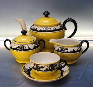 Juego de café Epiag D.F. de porcelana, principios s.XX.