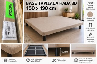 Base Tapizada HADA 3D 150x190 cm Beige