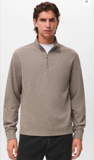 Sudadera con cremallera beige
