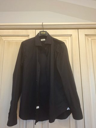 Camicia da uomo nera collo 18 e mezzo