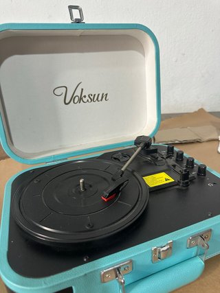 Tocadiscos Portátil VOKSUN Vintage Turquesa