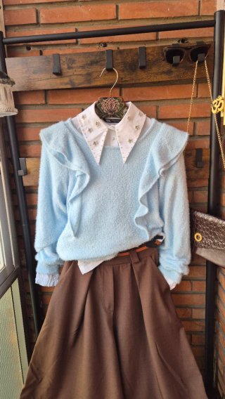 Jersey Azul Celeste con Volantes