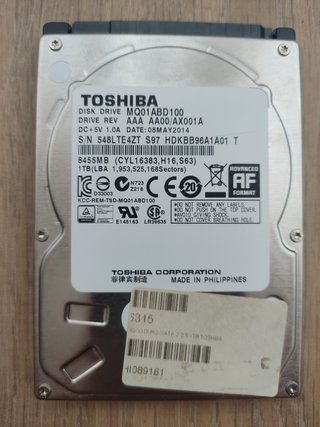 Disco duro Toshiba 1TB 2.5" SATA