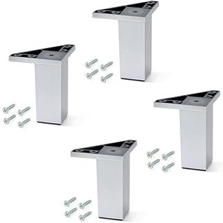 EMUCA - Pies para Muebles de plástico Gris Metalizado, Patas para Mueble, Lote de 4 pies de Altura 1
