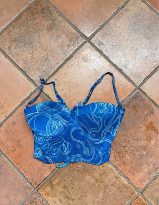 Top corpetto blu da donna