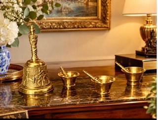 Lote Bronce Vintage: 3 Morteros y Campana