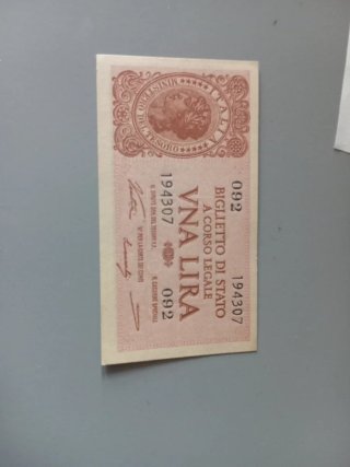Banconota 1 Lira Italiana d'epoca fds