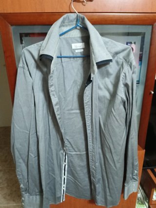 Camisa Manga Larga Zara Gris Talla L