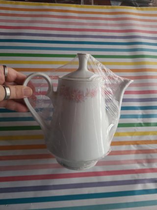 Cafetera de porcelana vintage con rosas - 22 cm