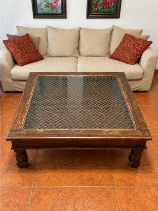Mesa de Centro de Madera y Cristal