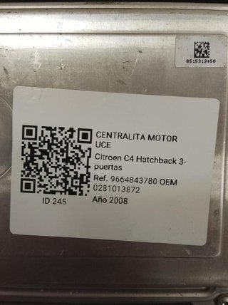 245 centralita motor uce 0281013872 citroen c4 1.6
