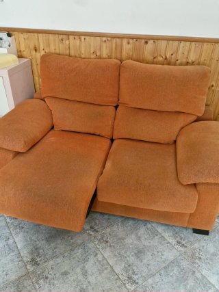 Sofá Reclinable Dos Plazas Naranja