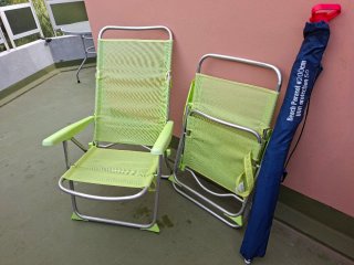Pack Sombrilla 200cm y 2 Sillas Grandes de Playa