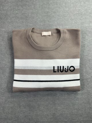 LIU JO Maglione Donna Maglia Taglia L Beige Righe