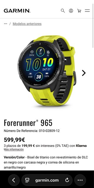 Garmin Forerunner 965 Negro y Amarillo
