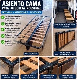 Asiento Cama Desmontable para Furgoneta