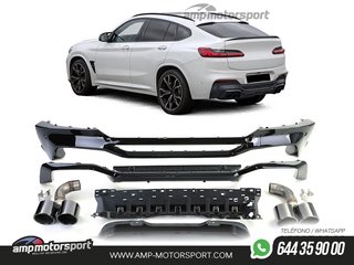 DIFUSOR TRASERO M PERFORMANCE BMW X4 G02 18-21 + COLAS DOBLES NEGRAS