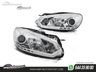 FAROS DELANTEROS LUZ DIURNA LED REAL + TUBE LIGHT PARA VOLKSWAGEN GOLF MK6
