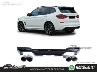 DIFUSOR TRASERO BMW X3 G01 LOOK PERFORMANCE NEGRO BRILLO CON COLAS