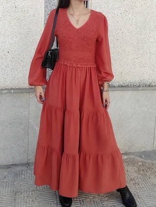Vestido largo boho terracota