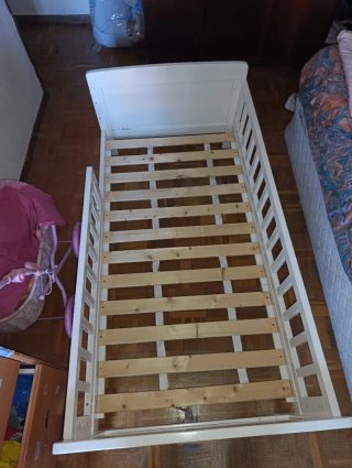 Cama Infantil Blanca con Barreras y colchón