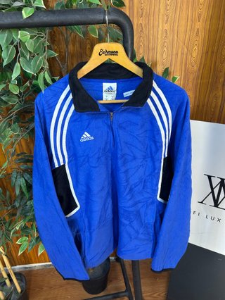 Adidas Blue & Black Fleece Jacket Medium oversize