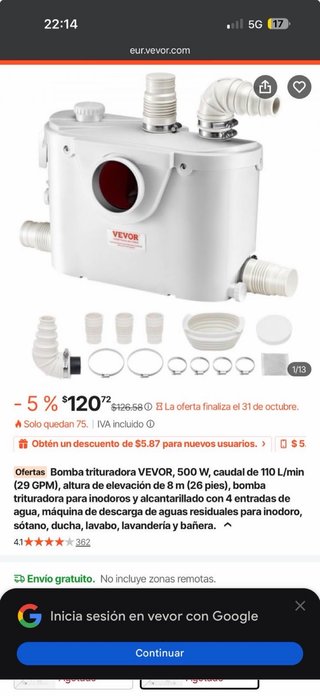 Pompa tritatutto VEVOR 500W