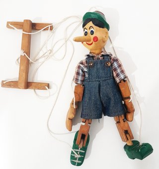 Marionetta Pinocchio Vintage in Legno 28cm