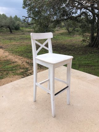 Taburete Alto de Madera Blanco