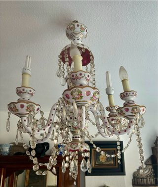 Lámpara Antigua de Cristal de Bohemia