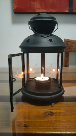 Farol Portavelas Negro IKEA