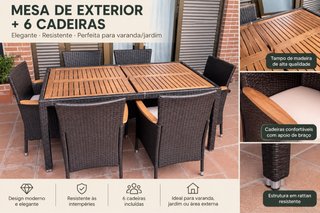 Conjunto Mesa de Jardín y 6 Sillas