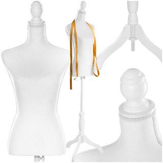 Maniquí de sastre femenino, torso, ajustable 133-168 cm, blanco