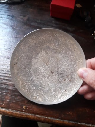 Plato Antiguo Plateado Labrado