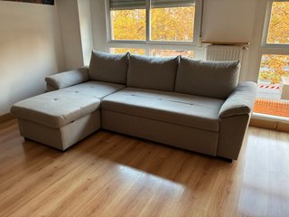 Sofá Cama Gris con Chaise Longue