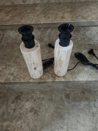 Set di 2 lampade in legno