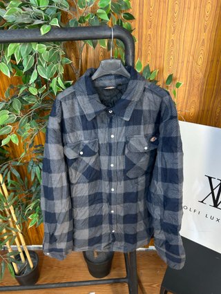 Dickies Uomo Giacca Pile Navy & Grigio Quadri