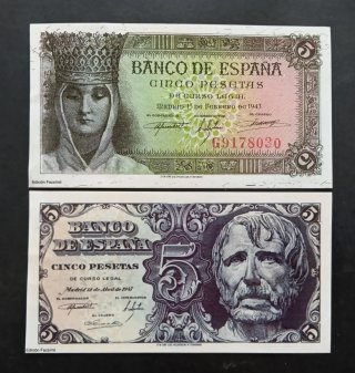 2 Reproducciones de Billetes de 5 Pesetas