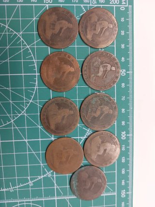 Lote de 9 Monedas de 10 Céntimos de 1870