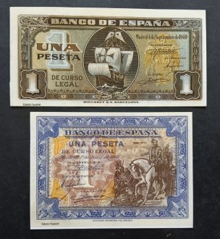 2 Reproducciones de Billetes Banco de España