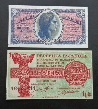 2 Reproducciones Billetes II República