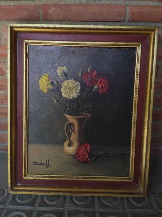 Cuadro Floral con Marco de Madera