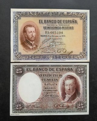 2 Reproducciones de Billetes Banco de España