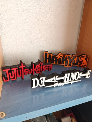 Letreros Jujutsu Kaisen, Death Note, Haikyuu