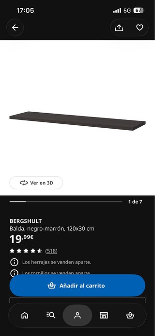3 Estanterías IKEA Negras 120x30cm