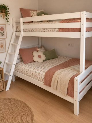 Litera de madera blanca